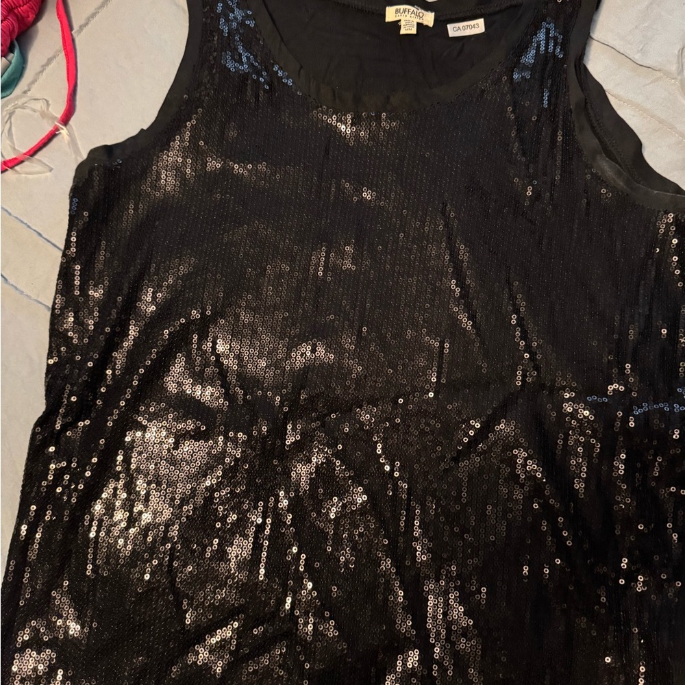 Buffalo David Bitton Shimmering Black Sequin Tank Top